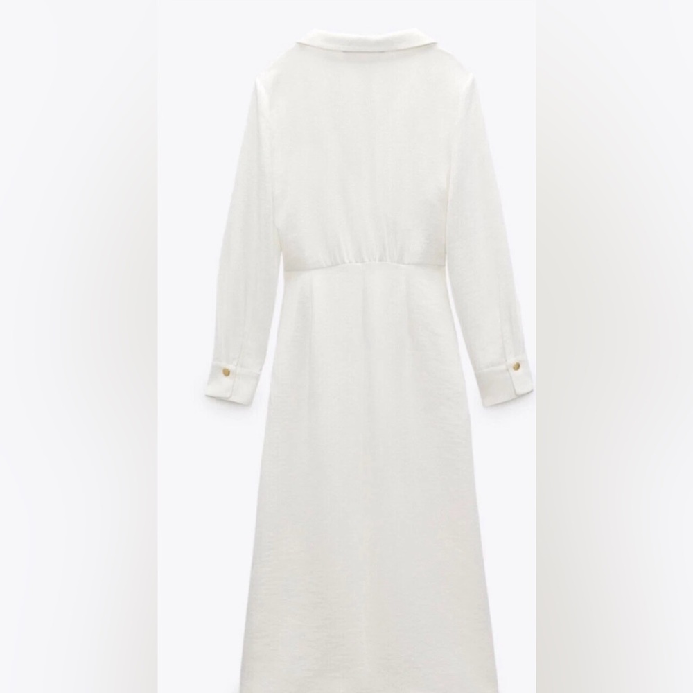 Zara White Ivory Midi Wrap Dress NWT - Picture 4 of 7